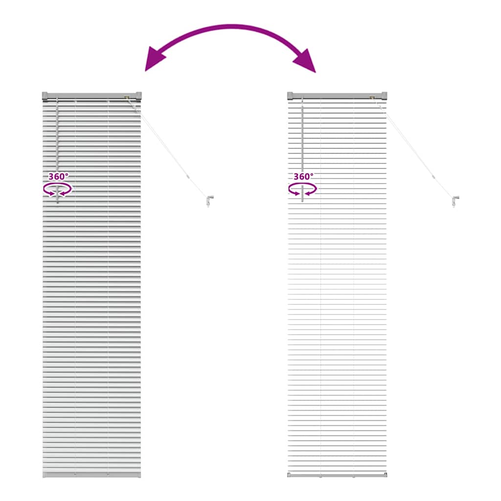 Persiana de Janela com cortinas Manual Prateado Alumínio