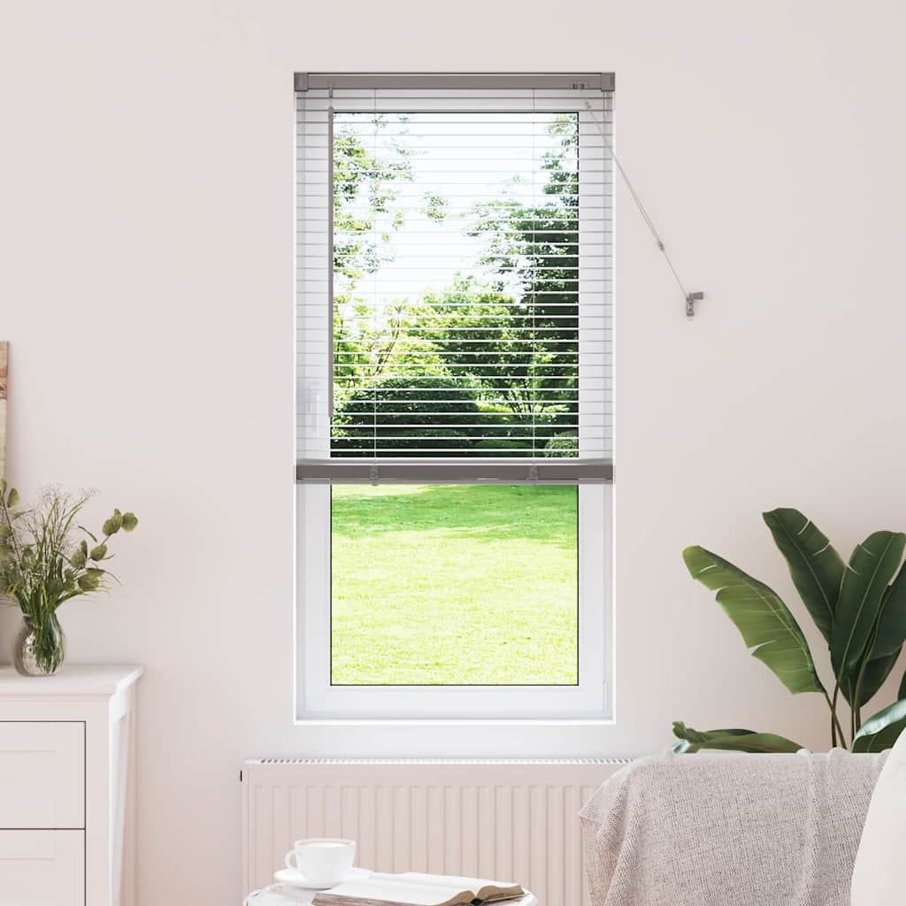 Persiana de Janela com cortinas Manual Prateado Alumínio