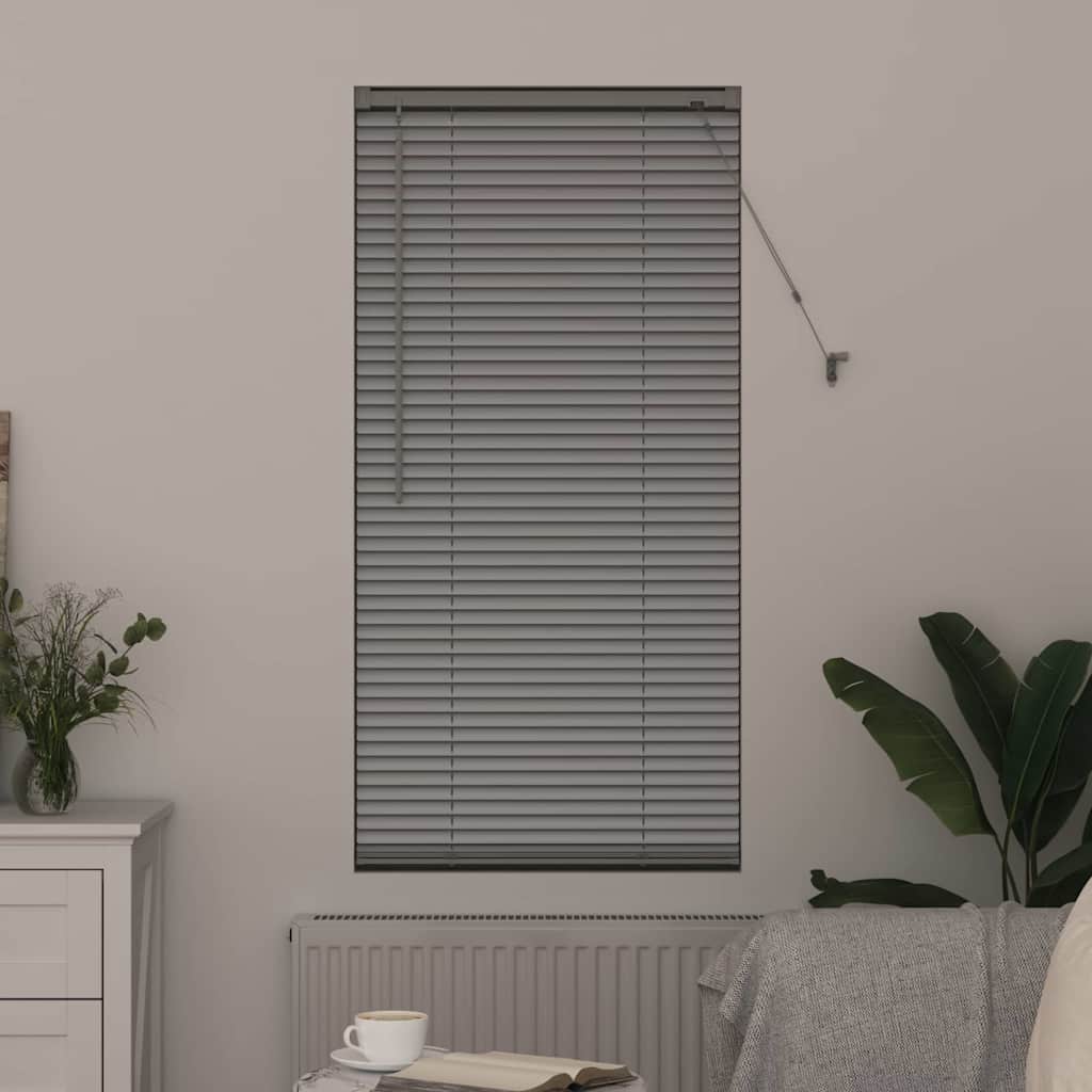 Persiana de Janela com cortinas Manual Prateado Alumínio