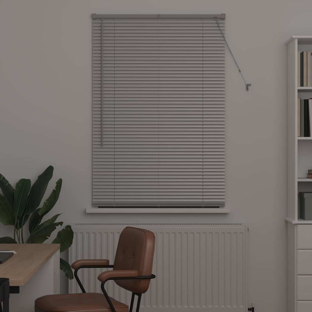 Persiana de Janela com cortinas Manual Prateado Alumínio