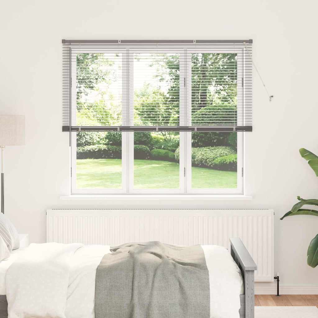 Persiana de Janela com cortinas Manual Prateado Alumínio