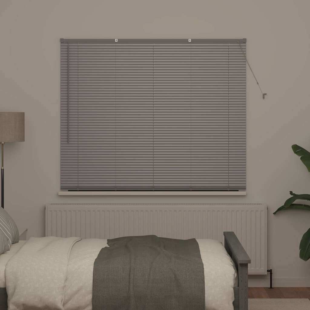 Persiana de Janela com cortinas Manual Prateado Alumínio