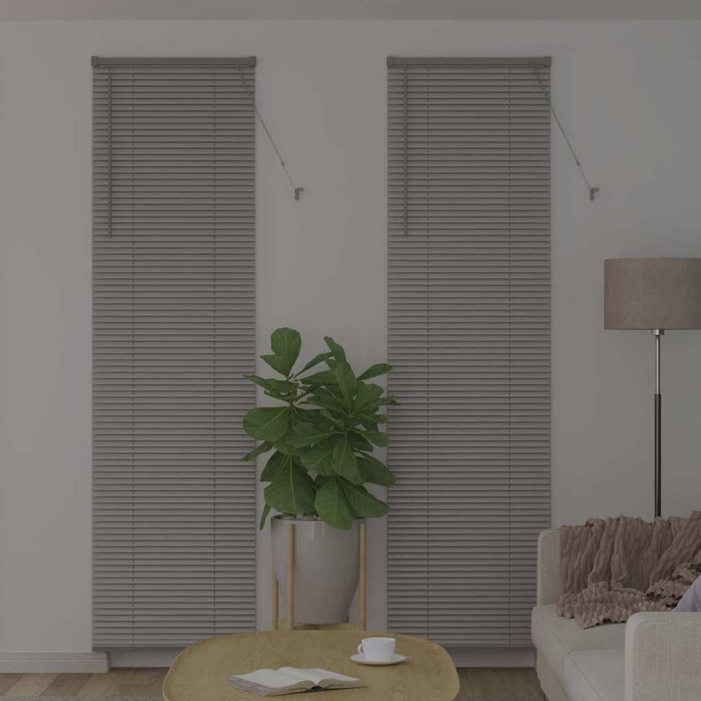 Persiana de Janela com cortinas Manual Prateado Alumínio