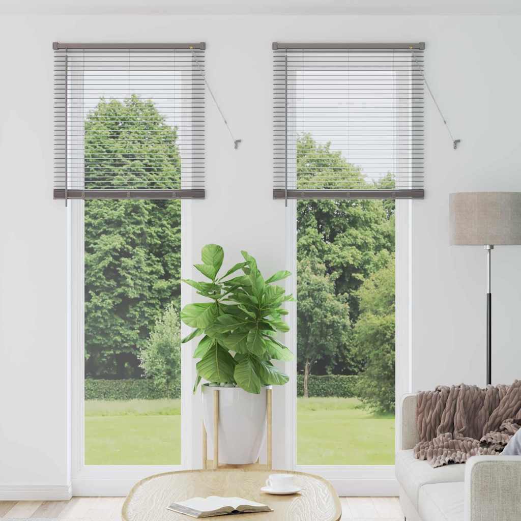 Persiana de Janela com cortinas Manual Prateado Alumínio