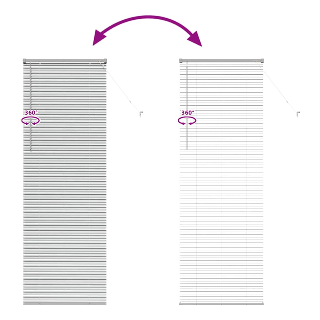 Persiana de Janela com cortinas Manual Prateado Alumínio
