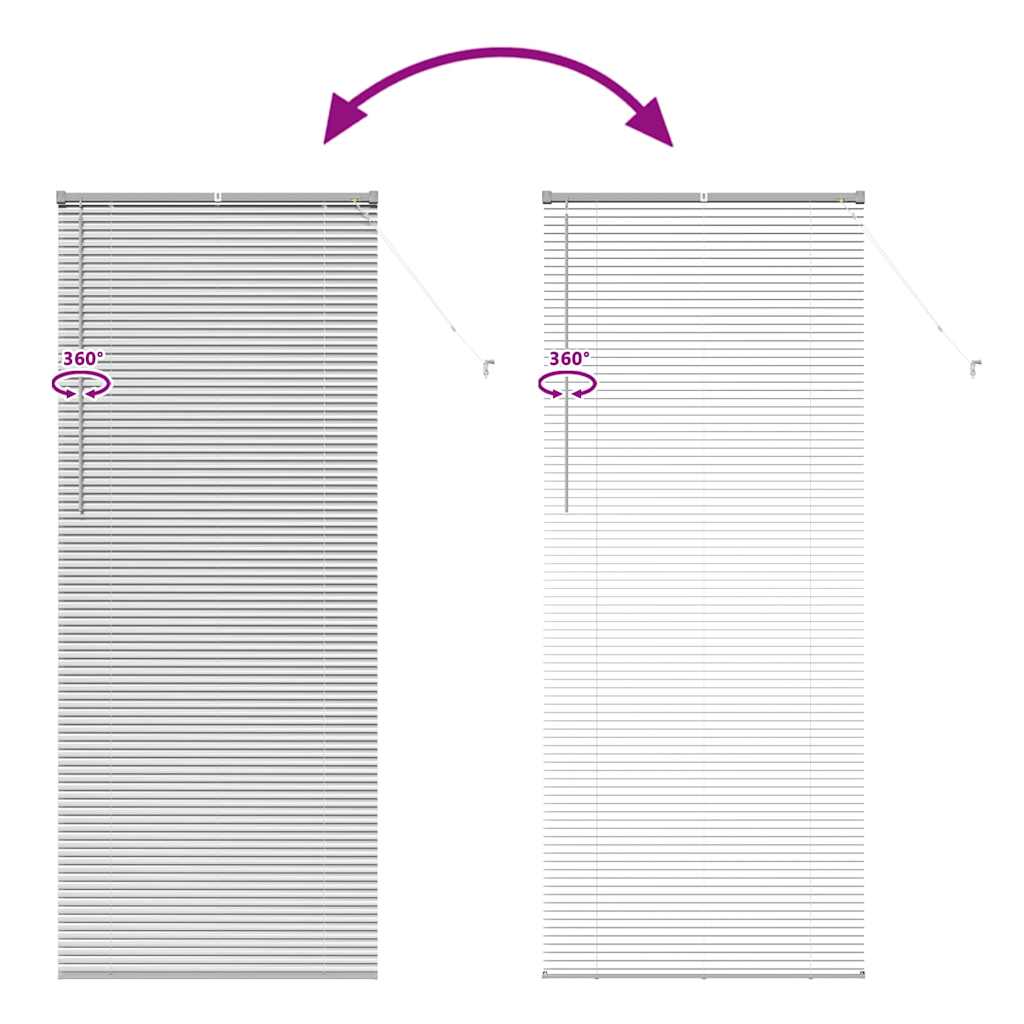 Persiana de Janela com cortinas Manual Prateado Alumínio
