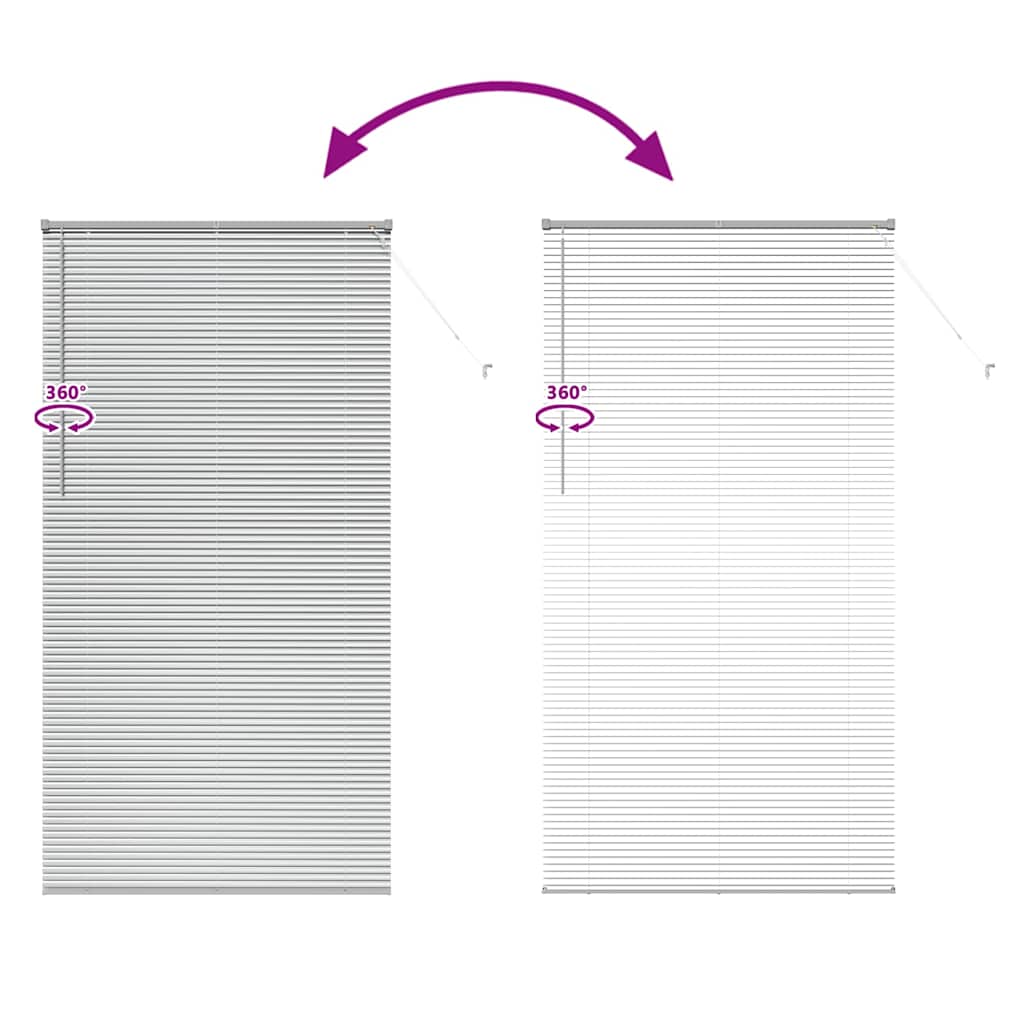 Persiana de Janela com cortinas Manual Prateado Alumínio