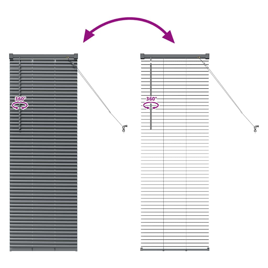 Persiana de Janela com cortinas Manual Cinzento escuro Alumínio