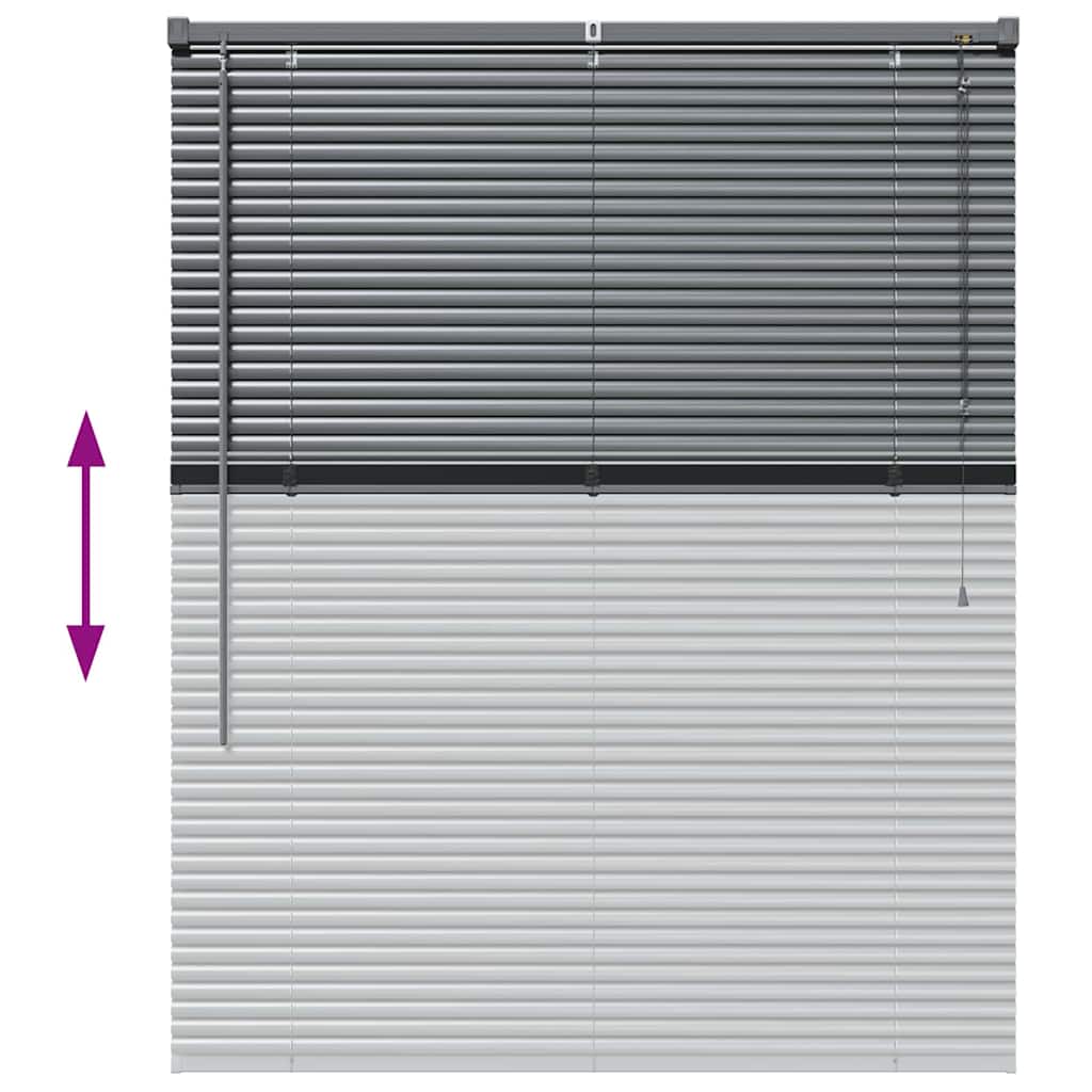 Persiana de Janela com cortinas Manual Cinzento escuro Alumínio