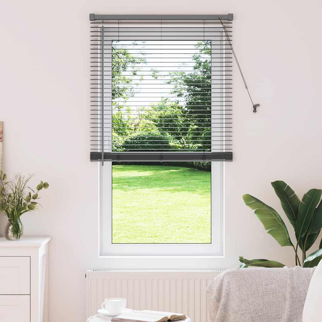 Persiana de Janela com cortinas Manual Cinzento escuro Alumínio