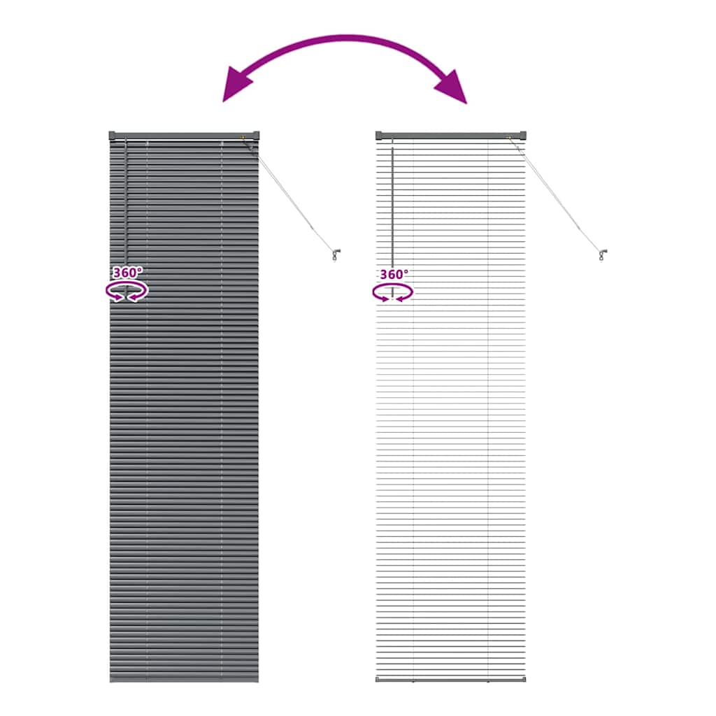 Persiana de Janela com cortinas Manual Cinzento escuro Alumínio