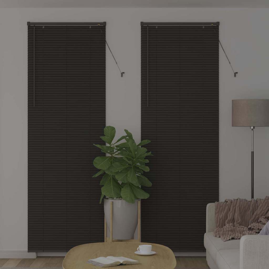 Persiana de Janela com cortinas Manual Cinzento escuro Alumínio