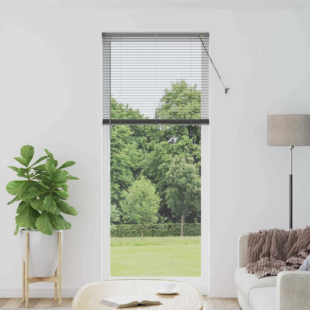 Persiana de Janela com cortinas Manual Cinzento escuro Alumínio