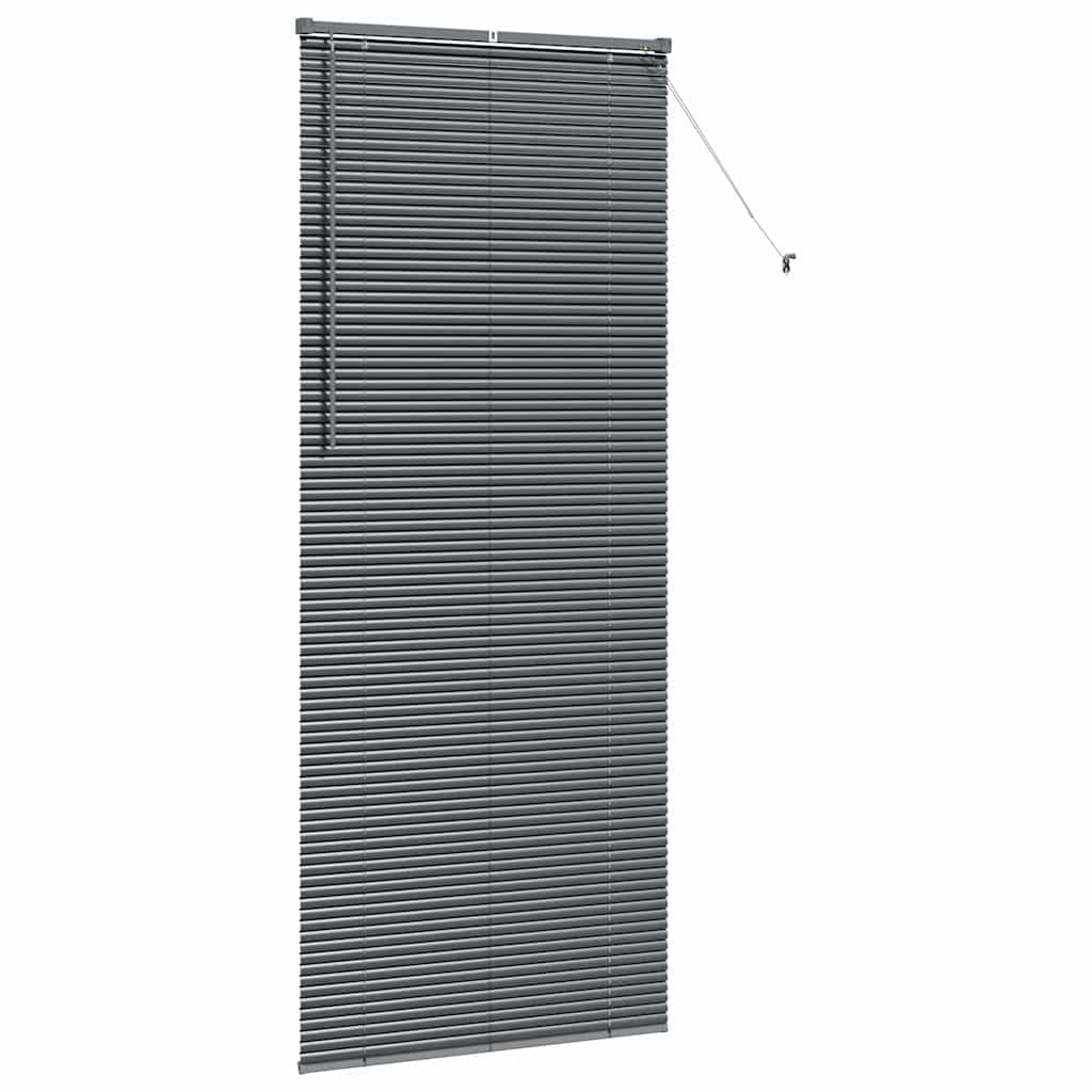 Persiana de Janela com cortinas Manual Cinzento escuro Alumínio