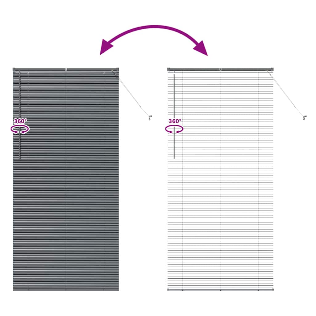 Persiana de Janela com cortinas Manual Cinzento escuro Alumínio