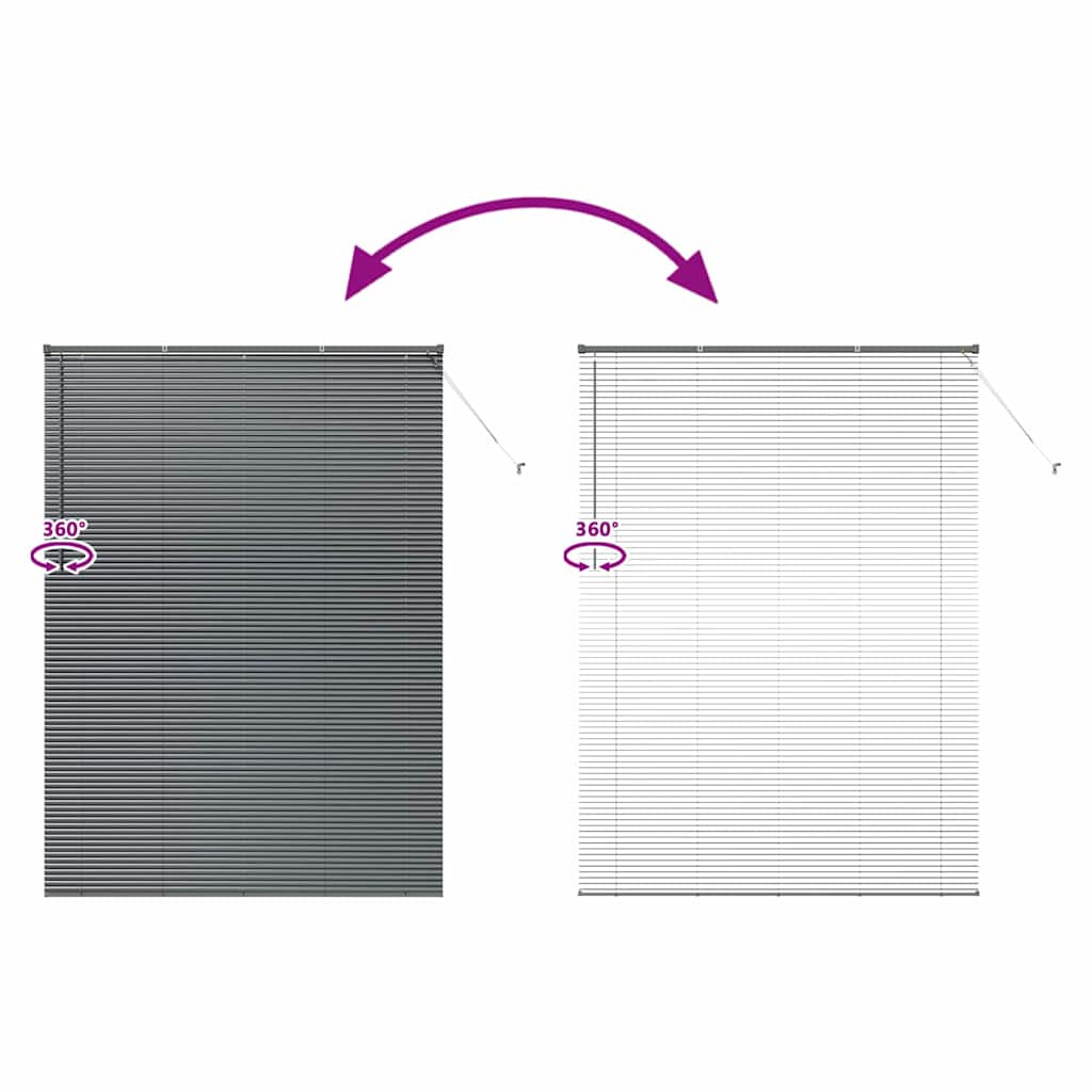 Persiana de Janela com cortinas Manual Cinzento escuro Alumínio
