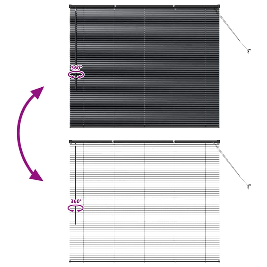 Persiana de Janela com cortinas Manual Preto Alumínio