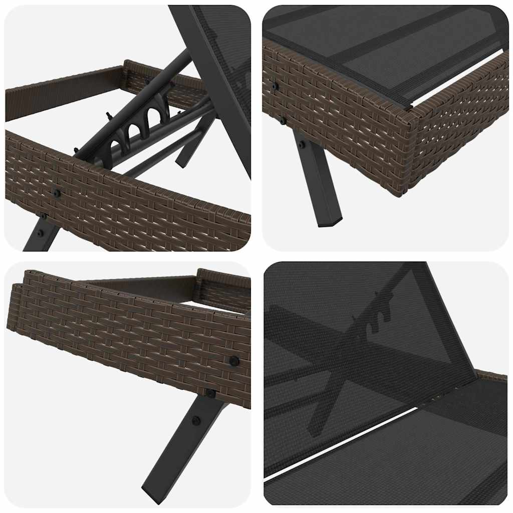 Espreguiçadeira 70 x 197 x 82 cm Rattan Poliéster, Metal