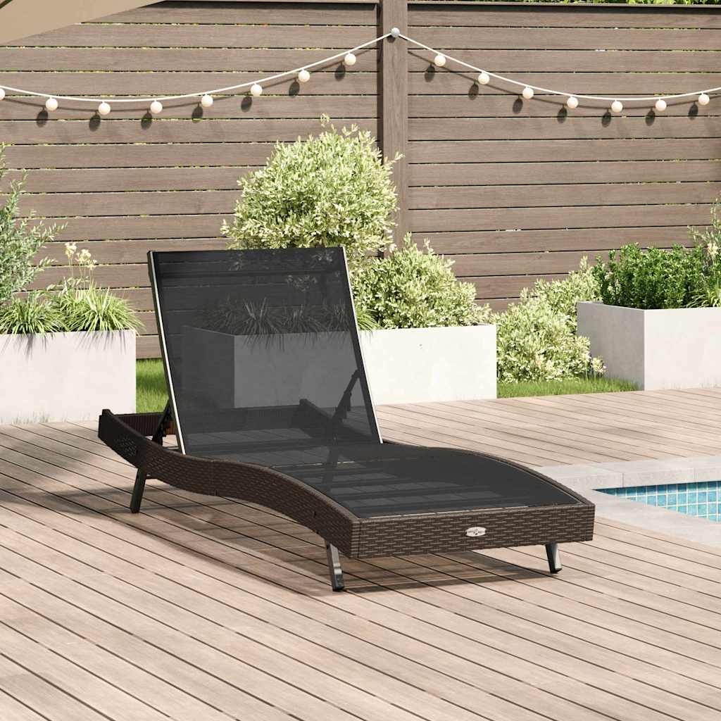 Espreguiçadeira 70 x 197 x 82 cm Rattan Poliéster, Metal