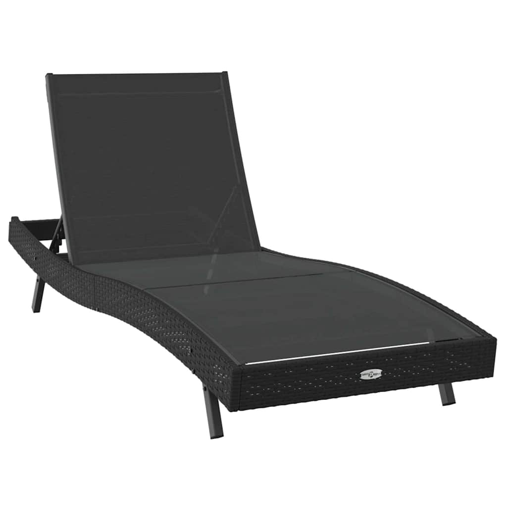 Espreguiçadeira Preto 70 x 197 x 82 cm Rattan Sintético e Metal