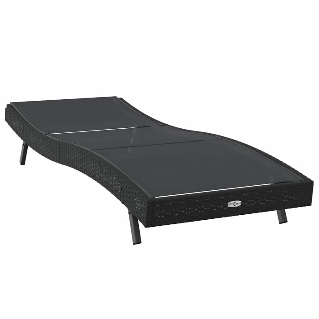 Espreguiçadeira Preto 70 x 197 x 82 cm Rattan Sintético e Metal