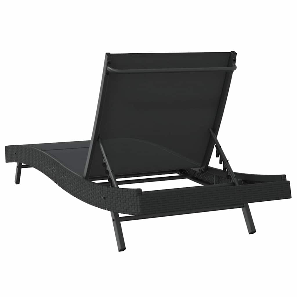 Espreguiçadeira Preto 70 x 197 x 82 cm Rattan Sintético e Metal
