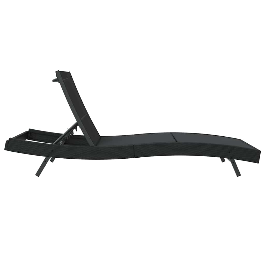 Espreguiçadeira Preto 70 x 197 x 82 cm Rattan Sintético e Metal