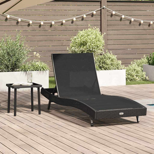 Espreguiçadeira com Mesa 2 pcs Preto 40 x 40 x 40.5 cm vime PE