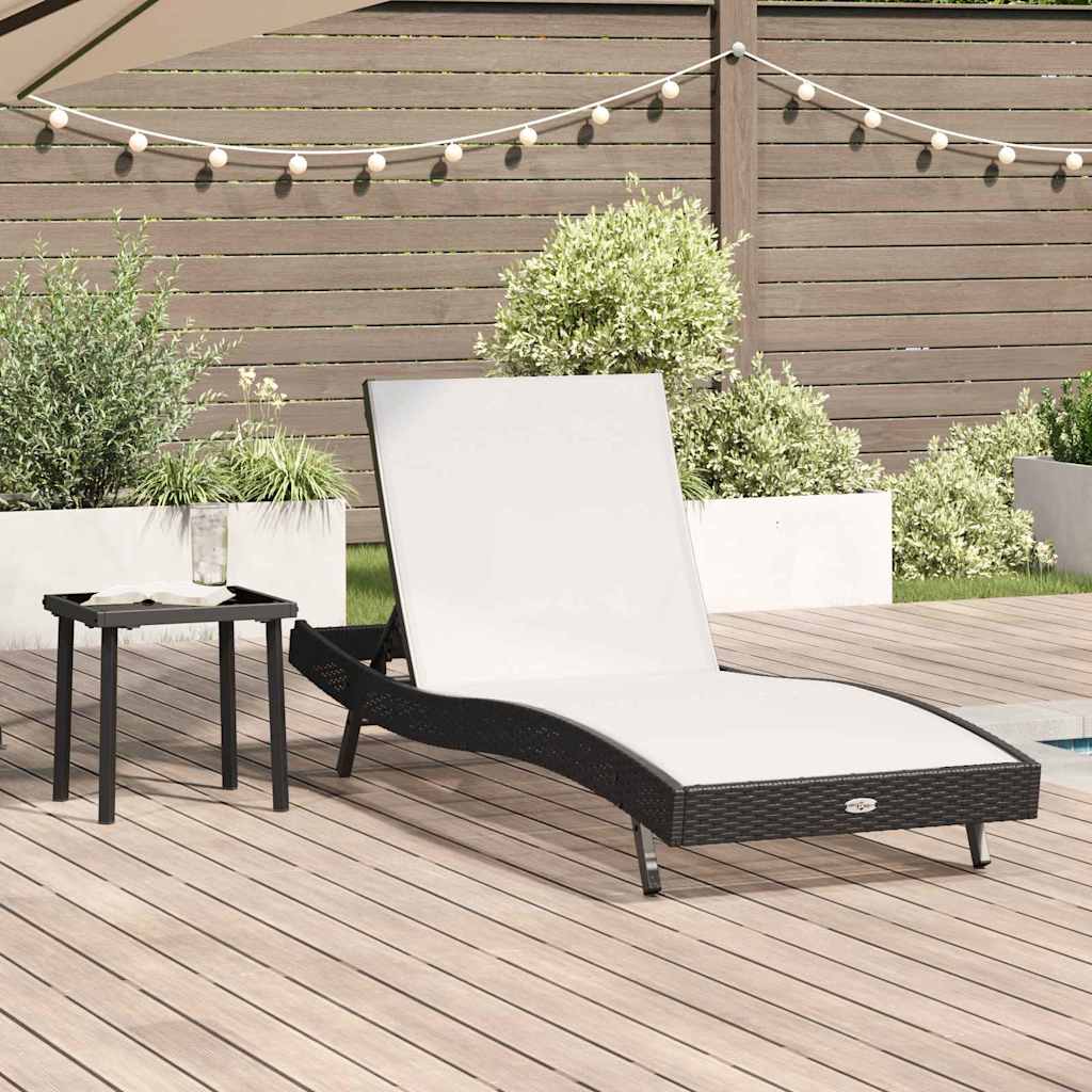 Espreguiçadeira com Mesa 2 pcs Preto, Branco 40 x 40 x 40,5 cm