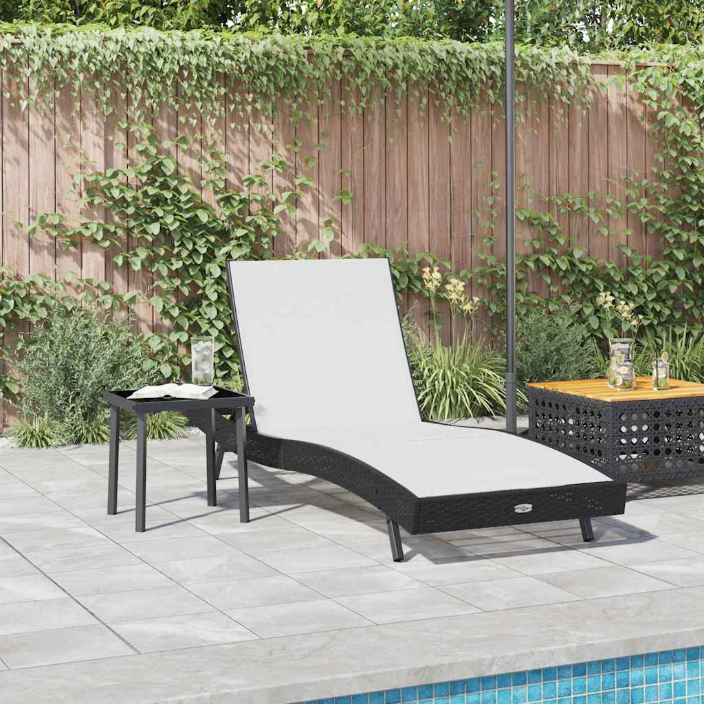 Espreguiçadeira com Mesa 2 pcs Preto, Branco 40 x 40 x 40,5 cm