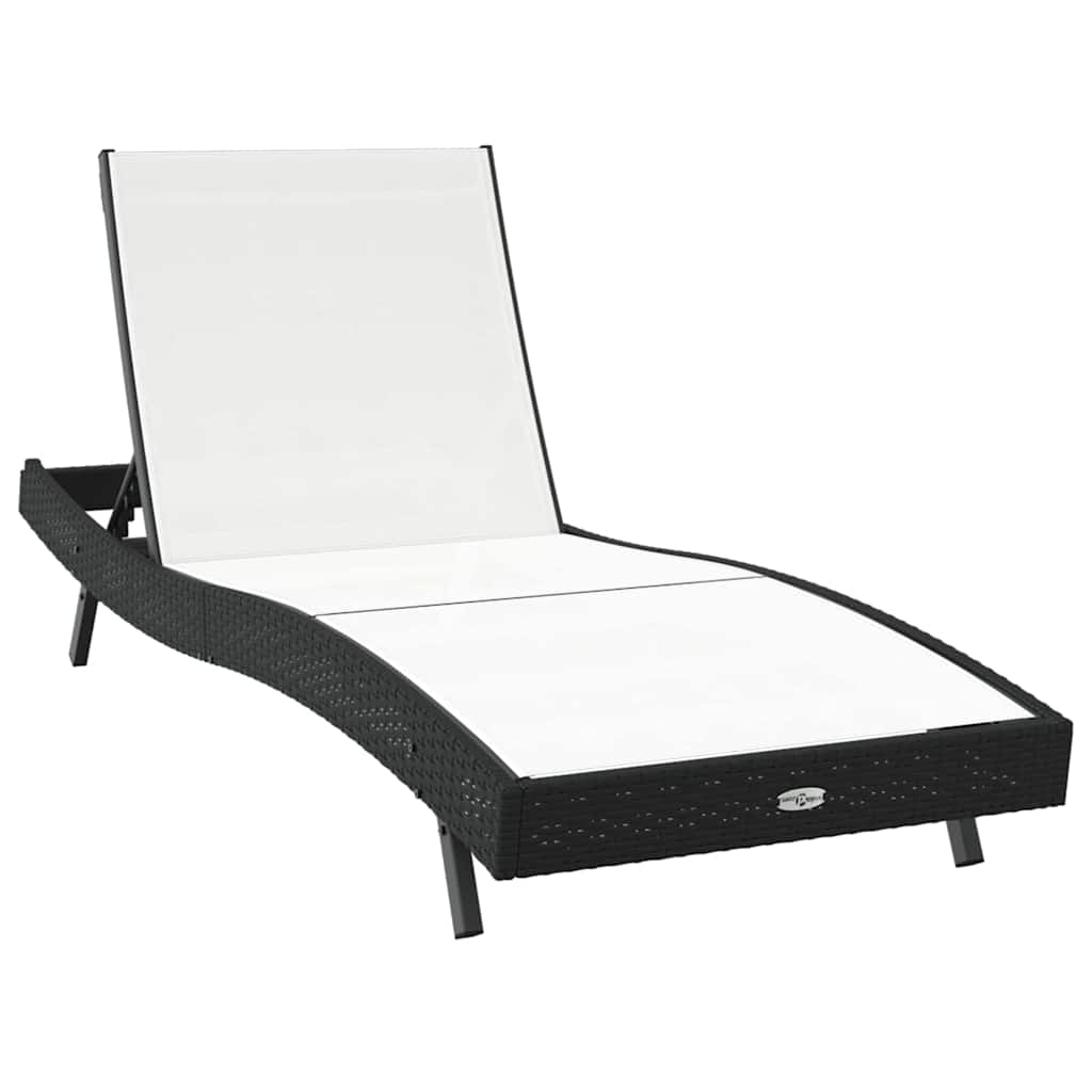 Espreguiçadeira com Mesa 2 pcs Preto, Branco 40 x 40 x 40,5 cm