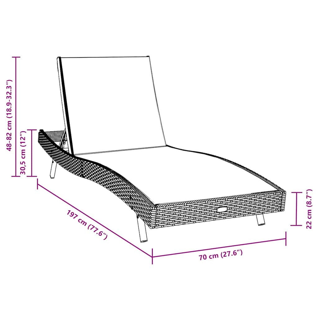 Espreguiçadeira com Mesa 2 pcs Preto, Branco 40 x 40 x 40,5 cm