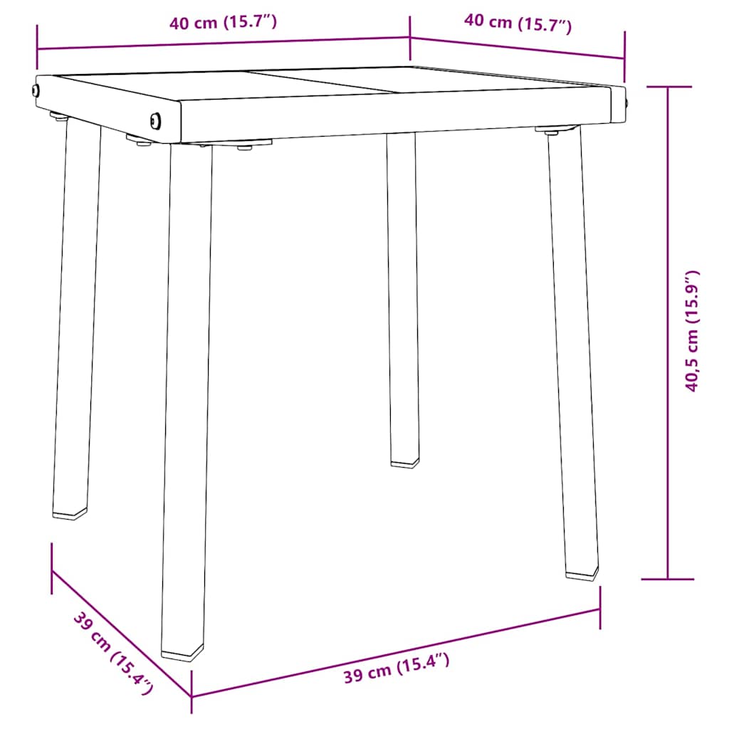 Espreguiçadeira com Mesa 2 pcs Preto, Branco 40 x 40 x 40,5 cm