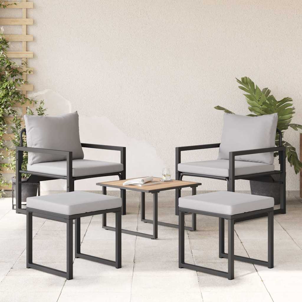 Conjunto de Sofá de Jardim 4 pcs Preto 61 x 72,5 x 71 cm Aço
