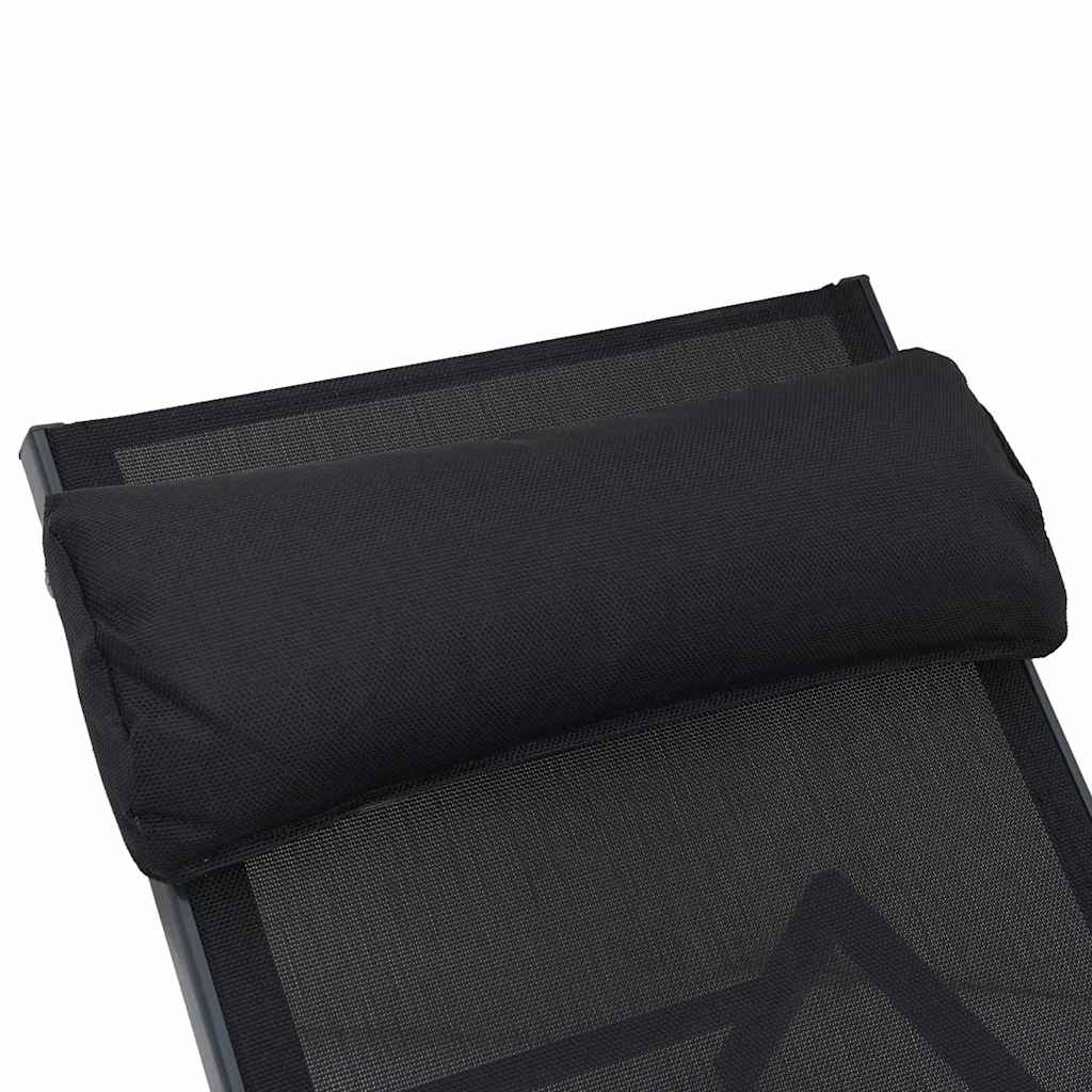 Espreguiçadeira 1-pessoa Preto 197 x 54 x 86 cm Aço e textileno