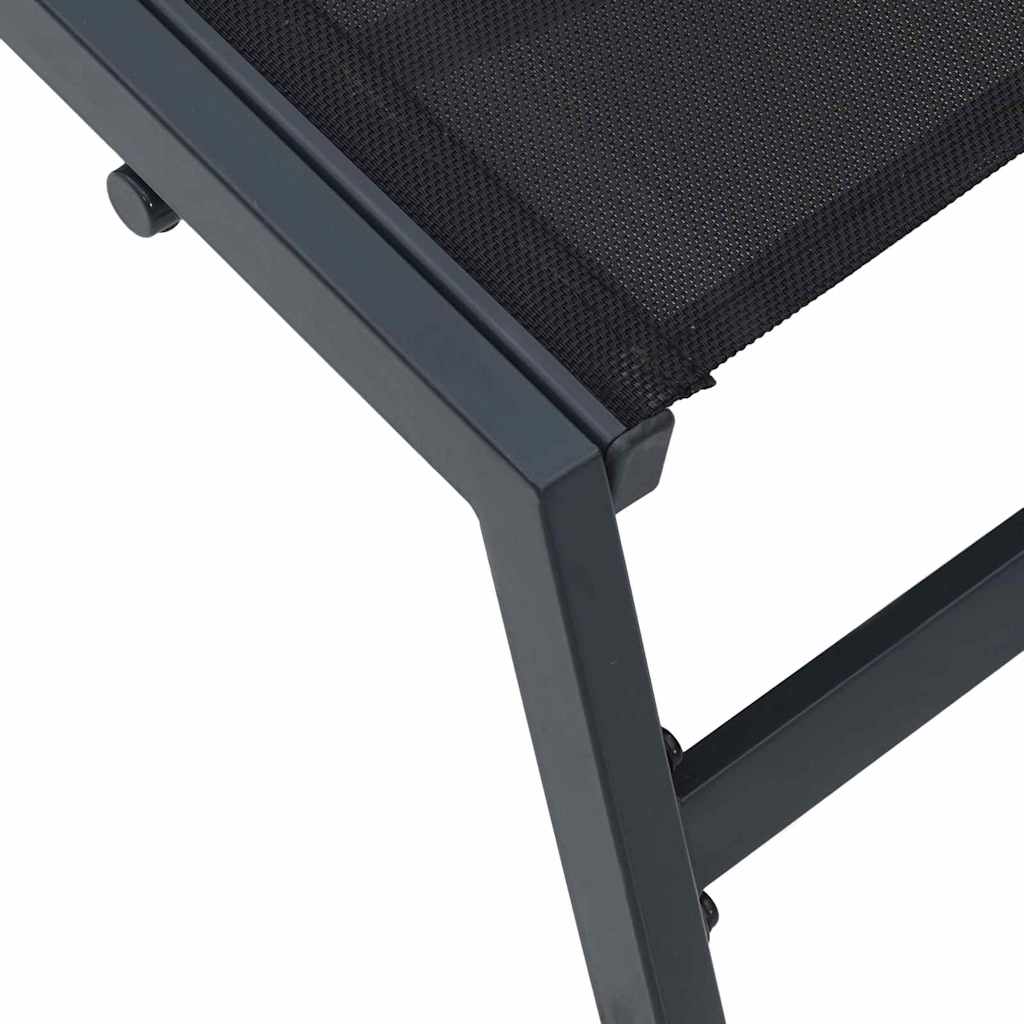 Espreguiçadeira 1-pessoa Preto 197 x 54 x 86 cm Aço e textileno