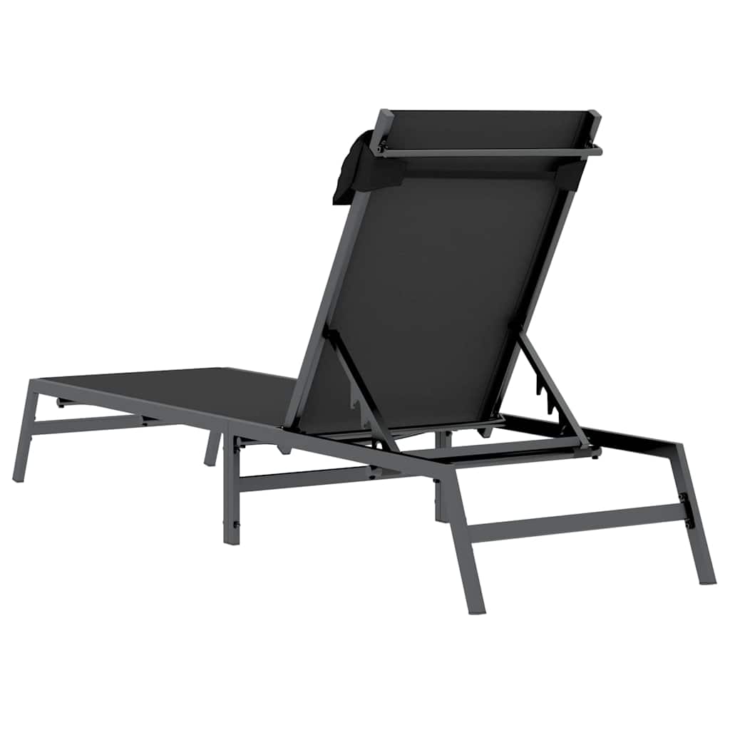 Espreguiçadeira 1-pessoa Preto 197 x 54 x 86 cm Aço e textileno