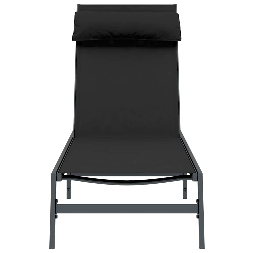 Espreguiçadeira 1-pessoa Preto 197 x 54 x 86 cm Aço e textileno