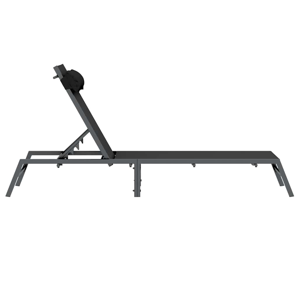Espreguiçadeira 1-pessoa Preto 197 x 54 x 86 cm Aço e textileno