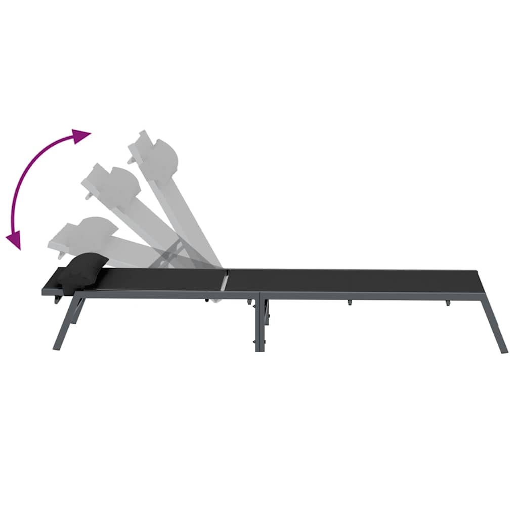 Espreguiçadeiras com mesa 2-pessoa 3 pcs Preto e antracite