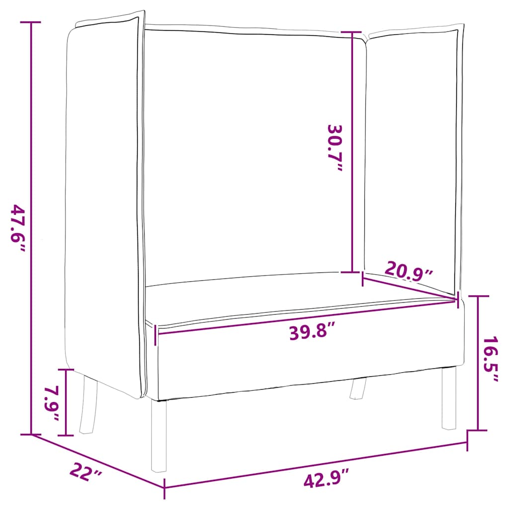 Sofá de Encosto Alto Cinzento-claro 109 x 56 x 121 cm tecido