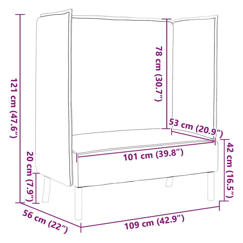Sofá de Encosto Alto Cinzento-acastanhado 109 x 56 x 121 cm