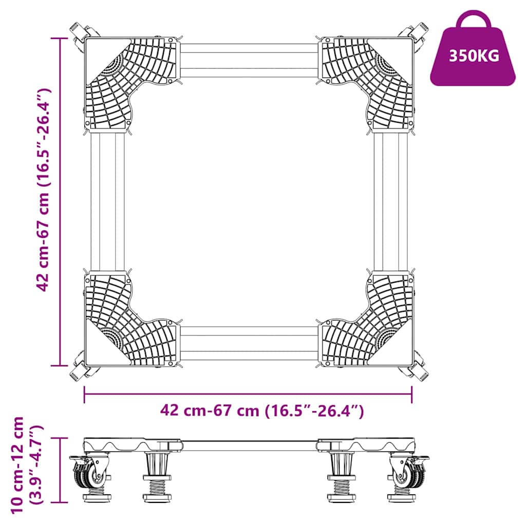 Base para máquina de lavar roupa Manual Cinzeto 67 x 67 x 12 cm