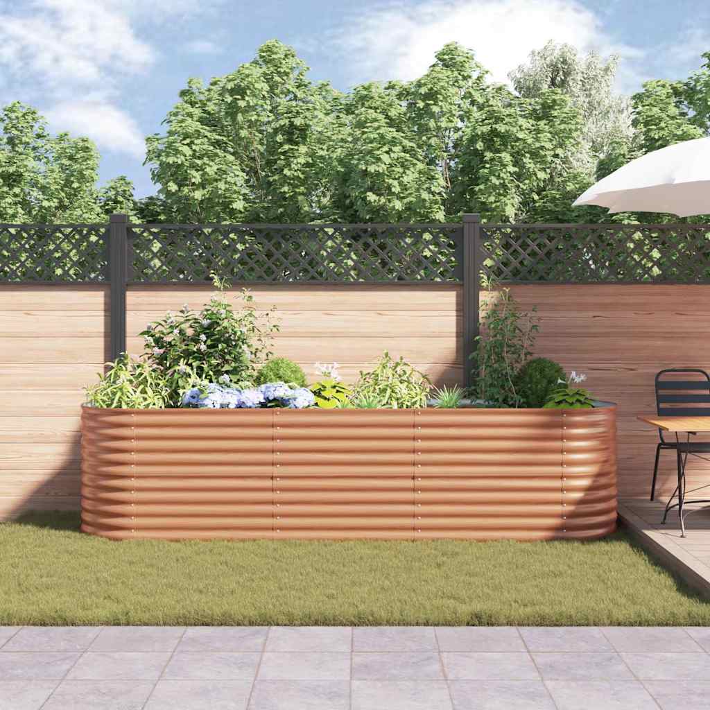 Canteiro de jardim elevado Castanho 320 x 80 x 81 cm Aço
