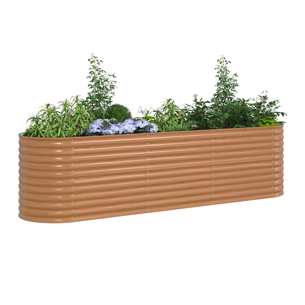 Canteiro de jardim elevado Castanho 320 x 80 x 81 cm Aço