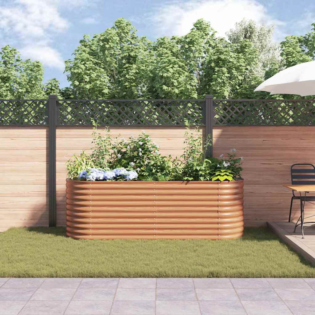 Canteiro de jardim elevado Castanho 240 x 80 x 81 cm Aço