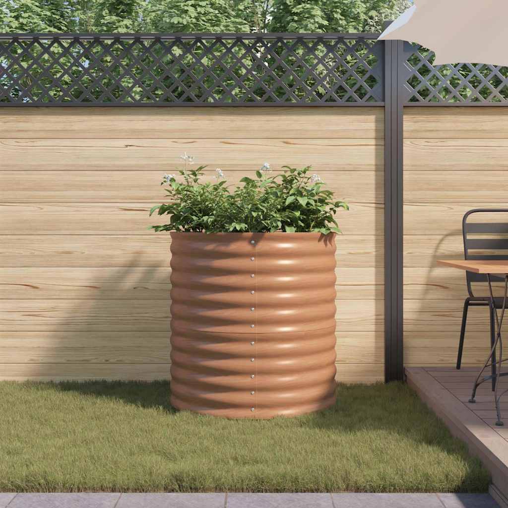 Canteiro de jardim elevado Castanho 80 x 80 x 81 cm Aço