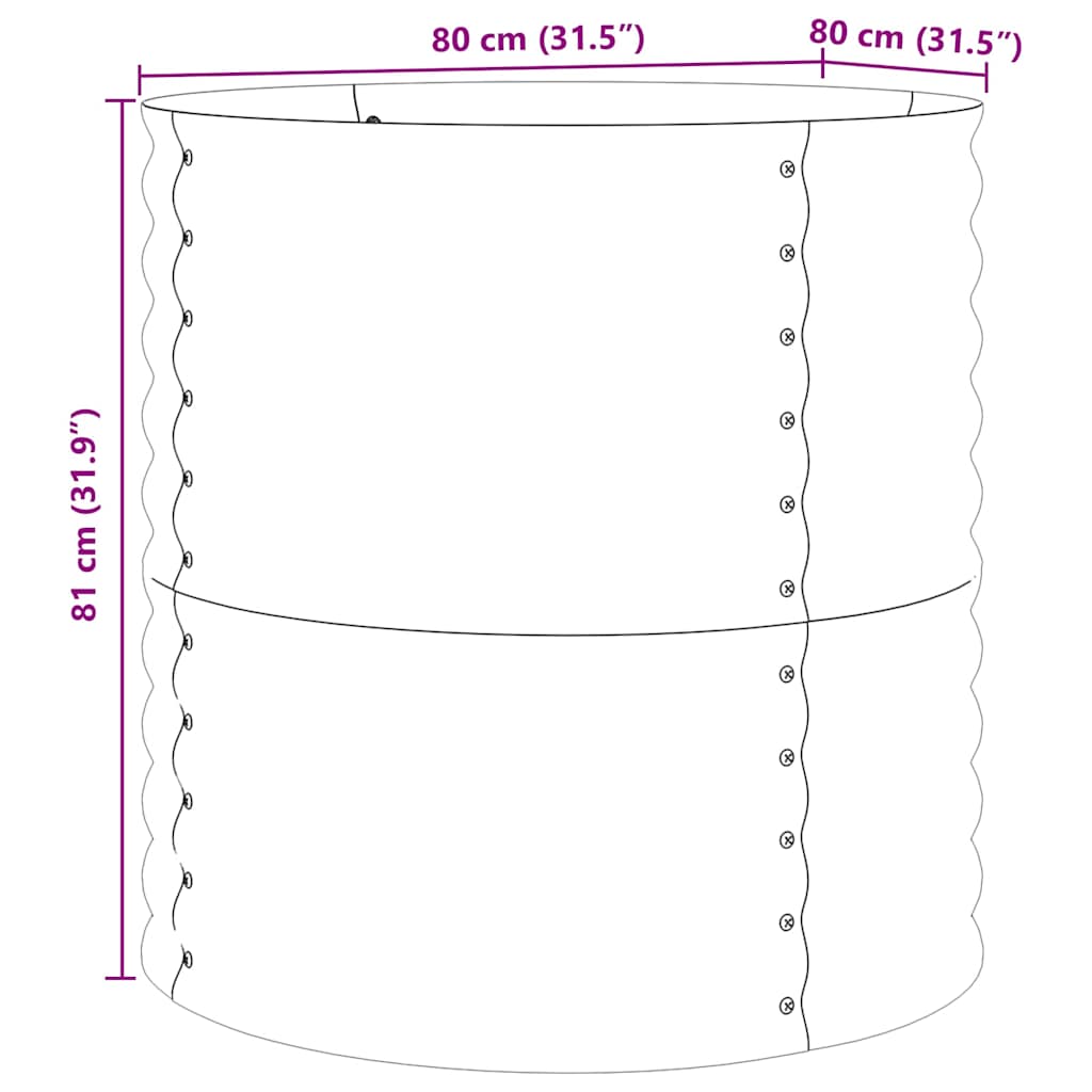 Canteiro de jardim elevado Castanho 80 x 80 x 81 cm Aço