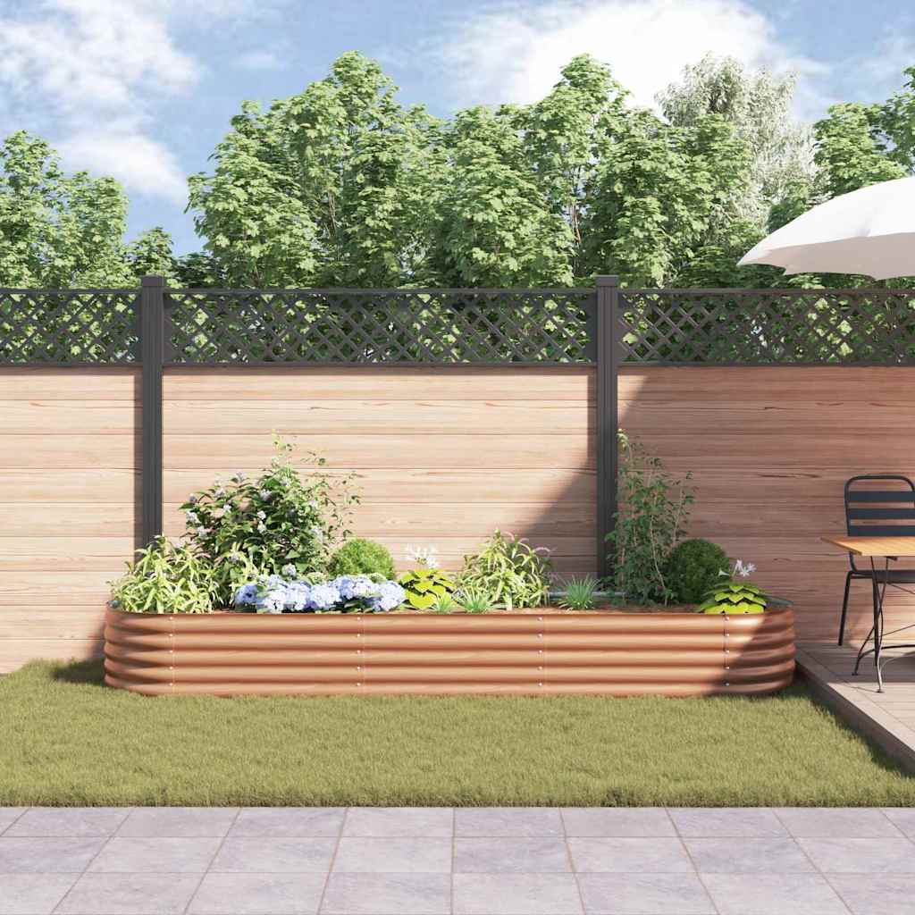 Canteiro de jardim elevado Castanho 320 x 80 x 44 cm Aço