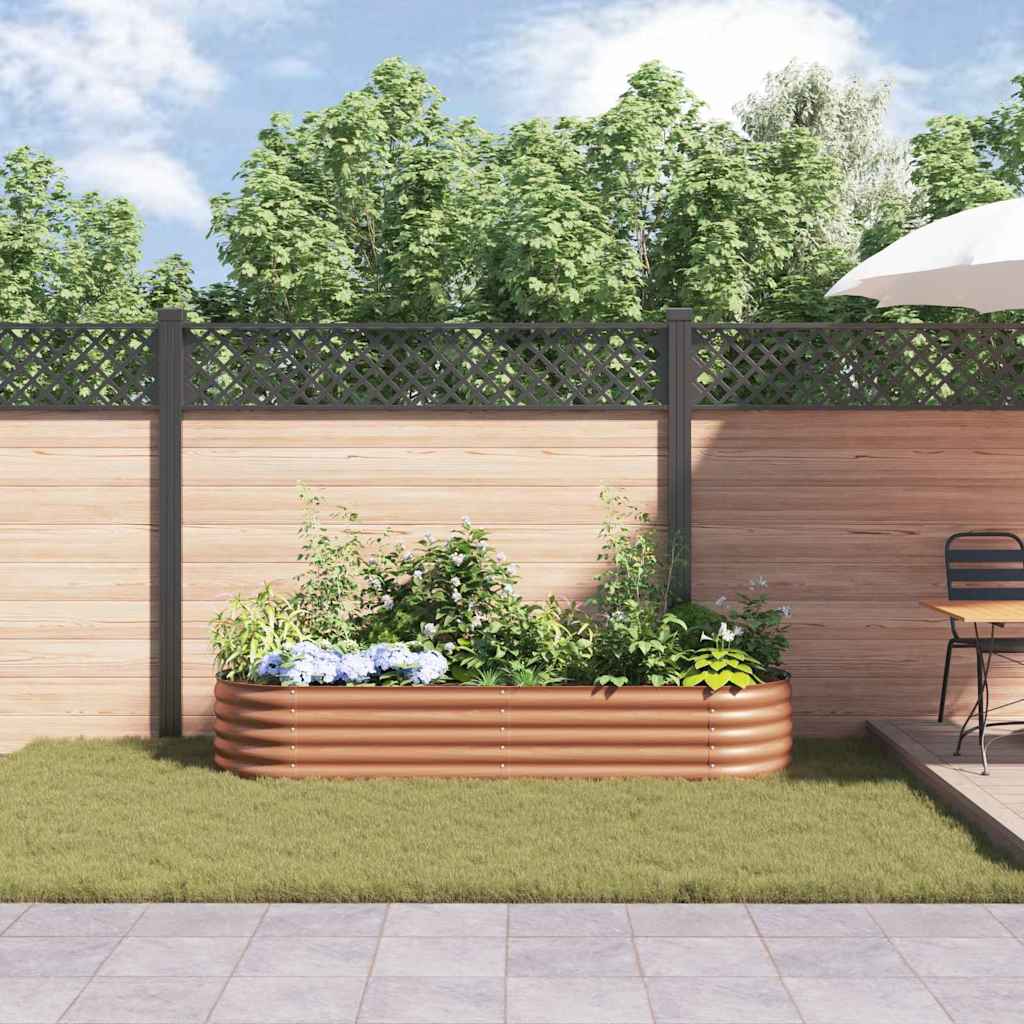 Canteiro de jardim elevado Castanho 240 x 80 x 44 cm Aço